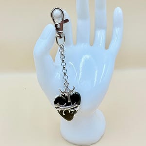 Black Sacred Heart Keychain & Bag Charm | &quot;The Blackheart&quot; | Goth Accessories