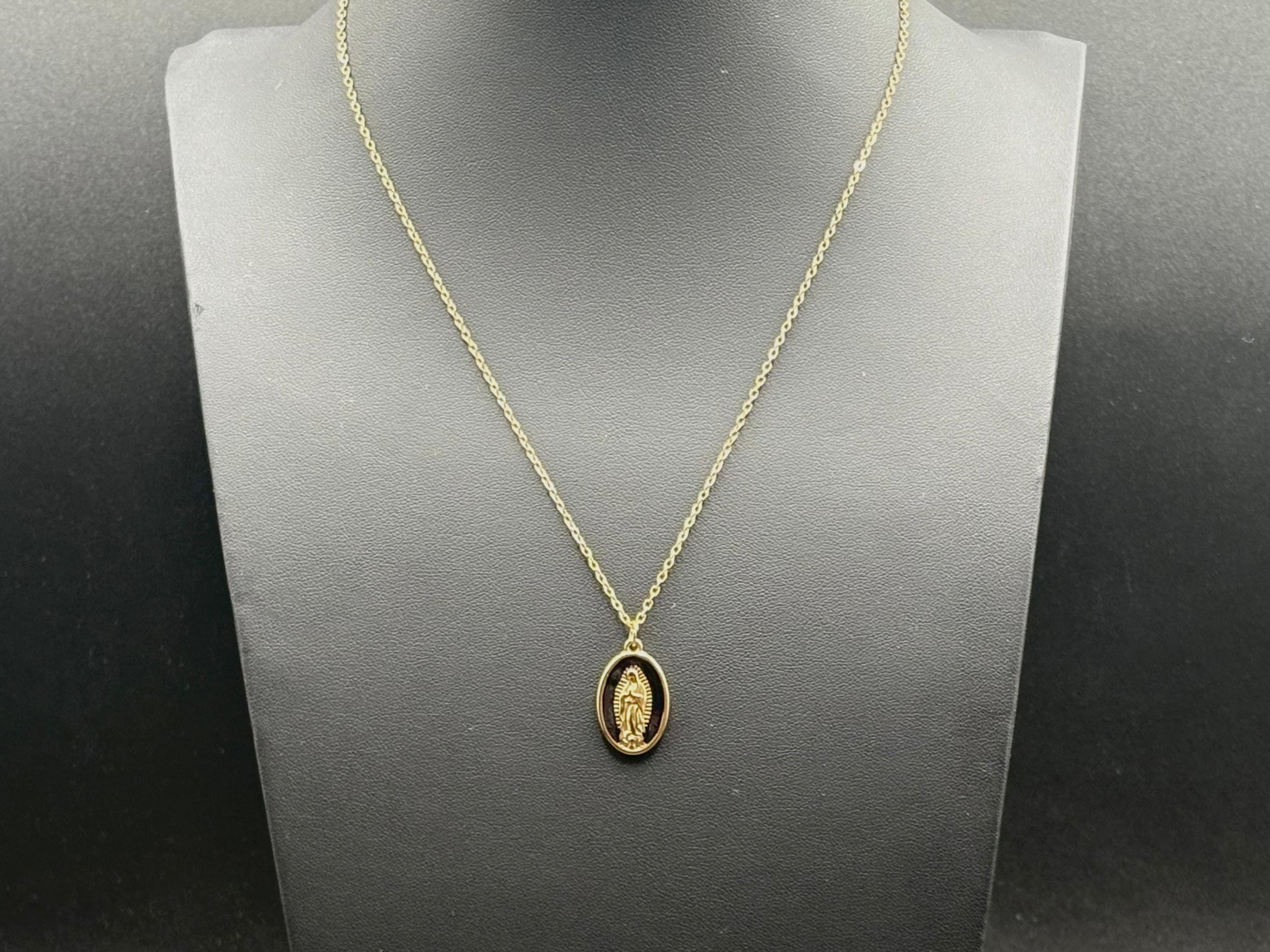 Black Madonna Necklace | Gold Miraculous Medal Pendant | 18 Black Madonna Necklace | Gold Miraculous Medal Pendant | 18