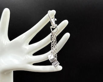 Vintage-Inspired Silver Dice Keychain | Handcrafted Rockabilly Lucky Charm for Bags