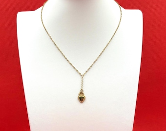 Gold Sacred Heart Y Necklace | Lariat Rosary Style Pendant