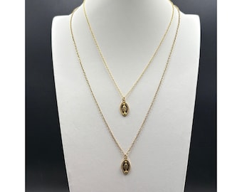 The Black Madonna | Gold Stainless Steel Saint Medal Necklace | Gold Miraculous Medal