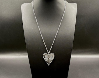 Big Steel Heart Necklace | Handcrafted Stainless Pendant