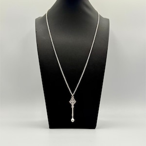 Silver Spoon Necklace | &quot;Midnight Spoon&quot;  | 24&quot; Silver Plated Chain with Spoon Pendant Charm