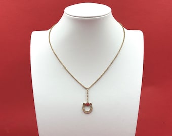 Gold Horseshoe Y Necklace | Rosary Pendant | Stagecoach Style Lucky Charm