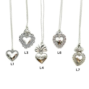 Saints & Sinners Necklace | Silver Sacred Heart Pendant on 24&quot; Sterling Plated Chain | Romantic Goth Jewelry