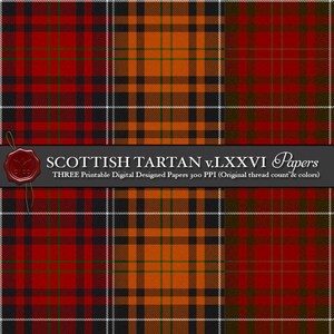 Digital Printable Scottish Tartan Plaid: Highland Clan Wemyss, Clan Wemyss, Ancient Colors, Clan Wemyss, Modern Colors, Wemyss means Cave