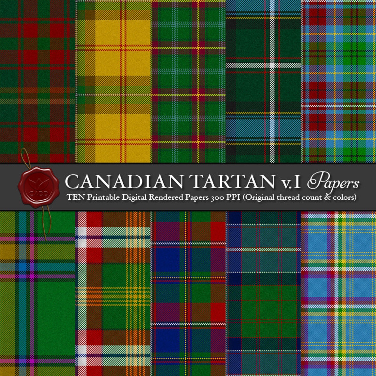 Printable Digital Canadian Tartans Maple Leaf, Alberta, British