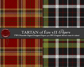 Digital Printable Irish Éire Tartan Plaid : Ireland's Countries and Crest Ranges, of Tyrone