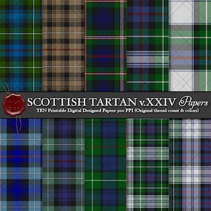 Digital Printable Scottish Tartan Plaid: Highland Clan MacKenzie, Hunting, Morgan, Dress, Blue, Said to be descended from Gilleon