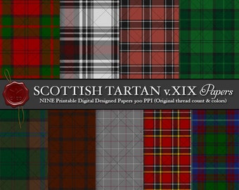 Digital Printable Scottish Tartans: Highland Clan Dunbar, Ancient, District, Hunting, Dress, Dunbar of Pitgaveny, County of Dunbartonshire