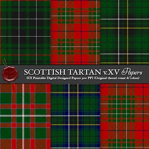 Digital Printable Scottish Tartan Plaid: Highland Clan MacAulay & Clan MacAlpine, Comyn, Lewis, MacGregor, Hunting, The Royal Clan Alpin