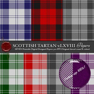 Digital Printable Scottish Tartan Plaid: Highland Clan Erskine Blue, Dance, Green, MacGregor-Hastie, King Alexander II, Barony of Erskine.
