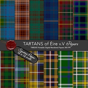 Tartan irlandese / Donegal / giù / Dublino / Profumerie Tartan County Fermanagh 12x12in 300ppi (stampabile), originale numero di fili e colori, carte
