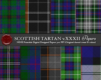 Digital Printable Scottish Tartan Plaid: Highland Clan Davidson, Harley Davidson, Davidson of Tulloch, Dress, Half, Clan Chattan brown Blue