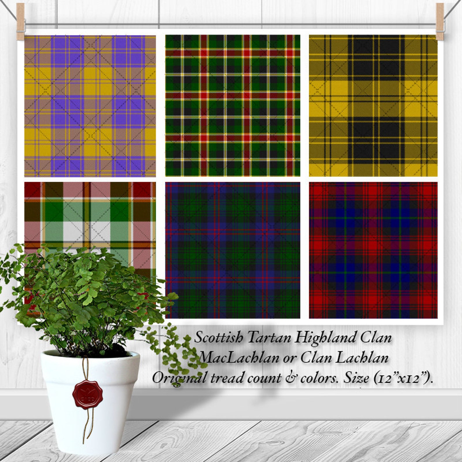 Scottish Tartan MacLachlan Hunting Modern Clan Woven Blanket Plaid Style main image 1