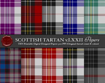Digital Printable Scottish Tartan Plaid: Highland Clan MacPherson, Hunting, Dress, Fashion, Korner, Purple Burgundy, Blue, Clan MacKintosh
