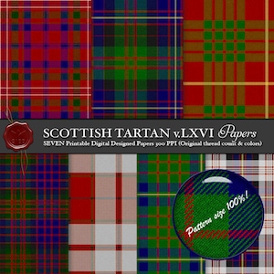 Digital Printable Scottish Tartan Plaid: Highland Clan Cameron of Locheil, Cameron of Erracht, Clan Cameron Hose, Altered by Weaver, Hunting
