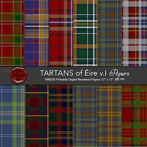 Irish Tartans / Tipperary / Limerick / Kerry / Cork / County Tartan, 12x12in 300ppi printable, original thread count & colors, Cards supply