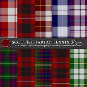 Digital Printable Scottish Tartan Plaid: Highland Clan Cunningham, Dress, Dance, Hunting, Fashion, Blue, Green, Purple, Burgundy, Culloden