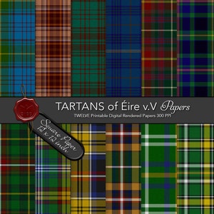 Digital paper tartan plaid/County & Crest Range Irish Tartans/Donegal/Down/Dublin/Fermanagh/Meath/Offaly/ original thread count and colors