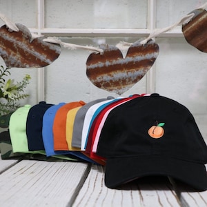 Peach Embroidered Dad Hat, Fruit Baseball Cap, Embroidered Peach Baseball Hat, Women's Hats, Men's Hats, Peach Hat