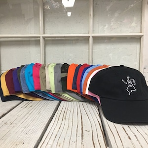 Skeleton Dancing Embroidered Hat, Skeleton Dad Hat, Halloween Dad Hat, Halloween Baseball Cap, Skeleton Baseball Hat