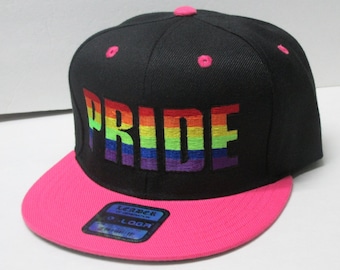 PRIDE Bordado Snapback Hat, Flatbill Snapback Hat, LGBTQ Hat, Pride Flag Snapback