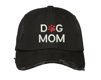 DOG MOM Dad Hat, Distressed Dog Mom Hat, Dog Paw Hat, Embroidered Dog Mom Hat, Dog Mom Baseball Hat, Mom Gift, Women's Hats