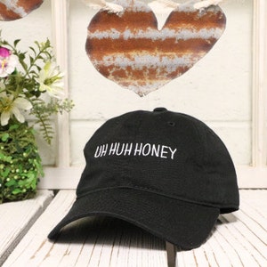 New UH HUH HONEY Baseball Hat Low Profile Curved Bill Black White ...