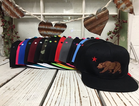 L.O.G.A Cali bear graphic baseball cap pink gray snapback flat bill NEW size OSF California Republic Hat Bear Logo Embroidered Snapback Flat  main image 4