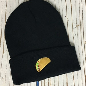 TACO Embroidered Beanie, Taco Hat, Embroidered Taco Beanie, Men&#39;s Beanies, Women&#39;s Beanie, Food Hat, Mexican Beanie, Mexican Food
