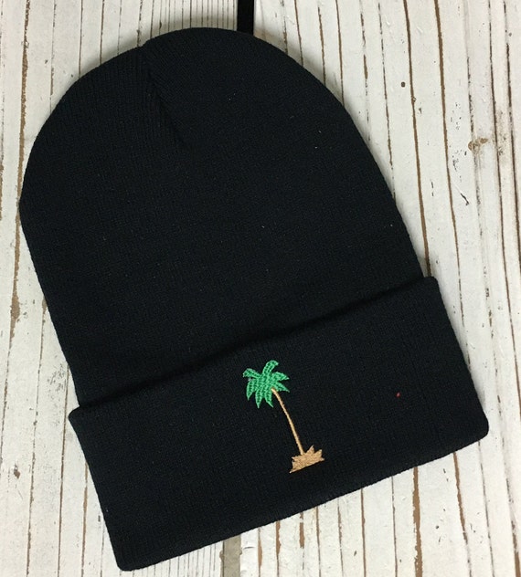 INVT || Black Beanie || White Palm Tree Palm Tree Beanie – Nothing Better than Doing Nothing main image 4
