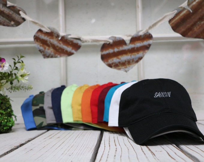 Dinosaurs Embroidered Dad Hat - Stone Color Premium Cotton Low Profile Cap