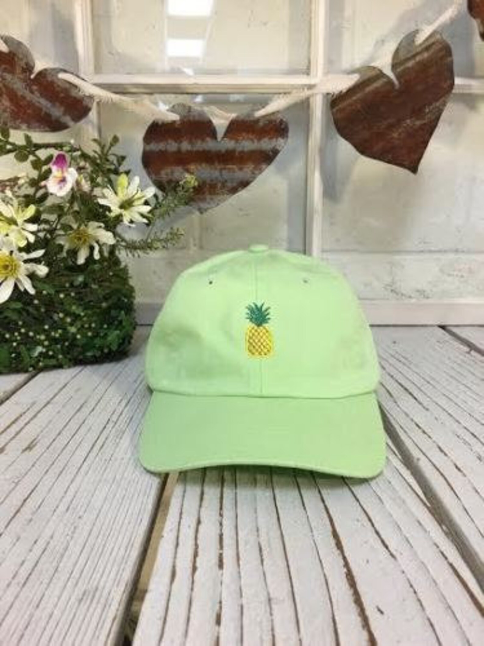 PINEAPPLE Baseball Hat Low Profile Embroidered LIME GREEN Etsy Norway