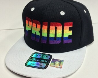 LGBT "PRIDE" bestickt schwarz/weiß Flat Bill Snap zurück