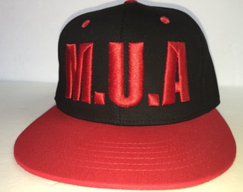 M.U.A. 3 d  red embroidery black/red snap-back flat bill
