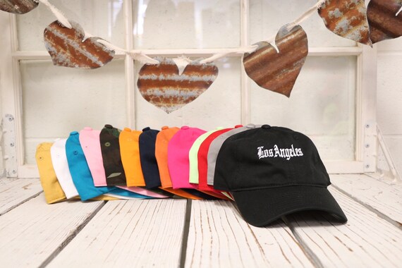 Los Angeles Dad Hat Old English Font La City Of Angels Southern Cali Populous City West Coast Dad Caps - 