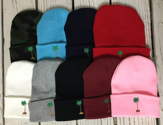 PALM TREE Embroidered Beanie, Tropical Beanie, Women display picture 2