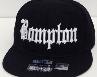 Bompton Hut Mütze "Bompton" 3d schwarz/Black Rechnung Snap-Rückseite flach Bill Caps Hüte