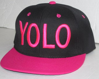 YOLO | Schwarz/heißen rosa | 3D | SnapBack-Hut | Sonnenhut | Mit Hat | Strand-Hut | Papa Hat Mode | Cosplay | Drake | Hip Hop | Top-40