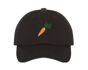 Karotte | Vegetarisch | Vegan | Laufende Hut | Strand Hut | Sonnenhut | Gestickt | Baseball-Cap | Niedriges Profil | Gebogene Bill | Mehrere Farben