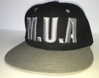 M.U.A. 3 d gray embroidery black/ray bill snap-back flat bill