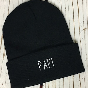 Papi  Embroidered Beanie, Cuffed Beanie, Embroidered Papi Hat, Men's Beanies, Winter Hats, Papi Beanie