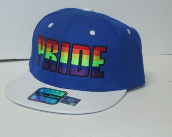 LGBT "PRIDE:" Royal Blue/White Embroidered Flat Bill Snap Back