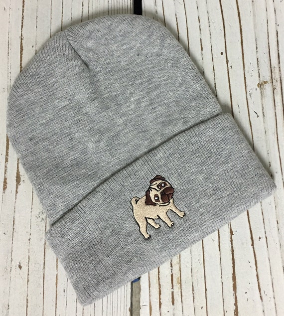 Pug Beanie Cuff Cap Dog Lover Gift Dog 