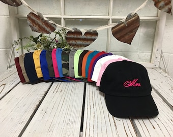 Neue Frau Braut bestickt Baseball Cap Low Profile gebogen Bill Hot Pink Thread - mehrere Farben