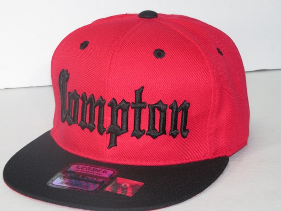 Compton Flat Bill Snapback Adjustable Baseball Cap Hat White//Red
