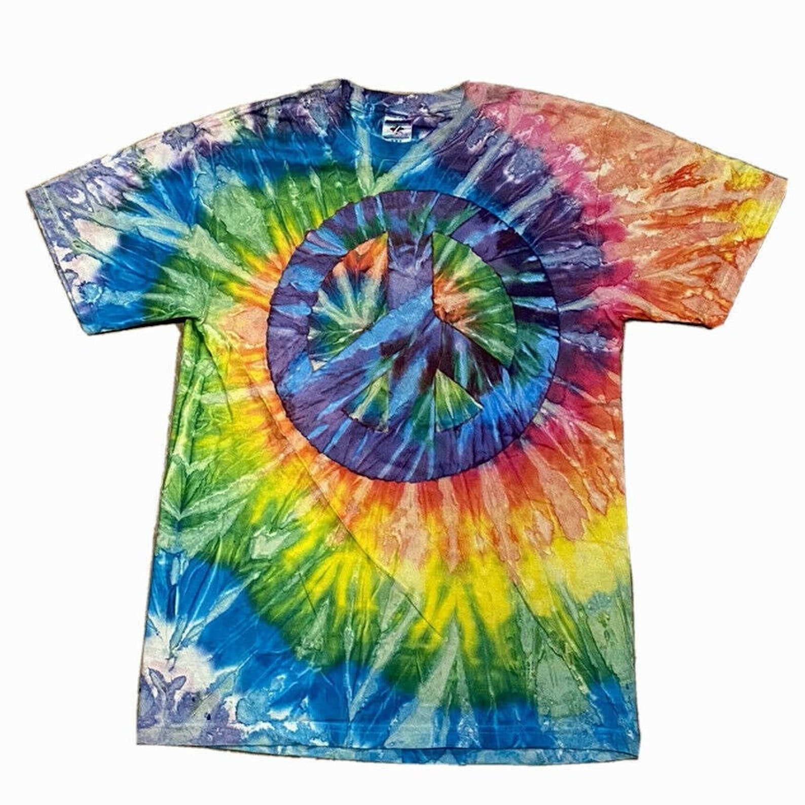 VTG Y2K Hippie Tye Dye Peace Sign Multi Color All Over Short | Etsy