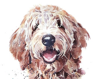 Goldendoodle 2." Print Watercolour.Goldendoodle art,Goldendoodle print,Goldendoodle watercolour art,Goldendoodle wall art,Goldendoodle decor