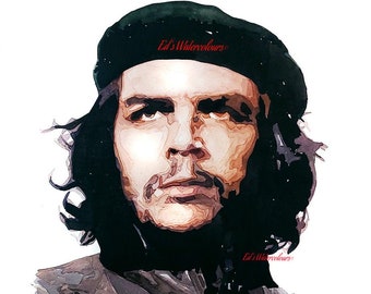 Che Guevara  Print Watercolour.Che Guevara art,Che Guevara print,Che Guevara watercolour,Che Guevara,Che Guevara painting